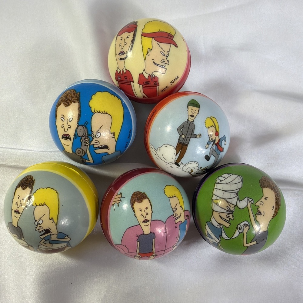 Beavis And Butthead MTV Viacom 6 Collectors Foam Balls Total 2012 Nostalgic